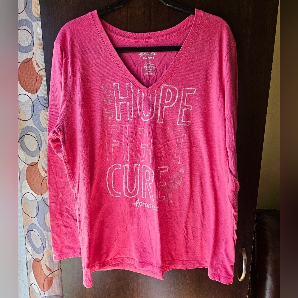 Old Navy Pink Promise Breast Cancer Awareness Long Sleeve Shirt